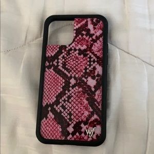 Wildflower pink snakeskin phone case
